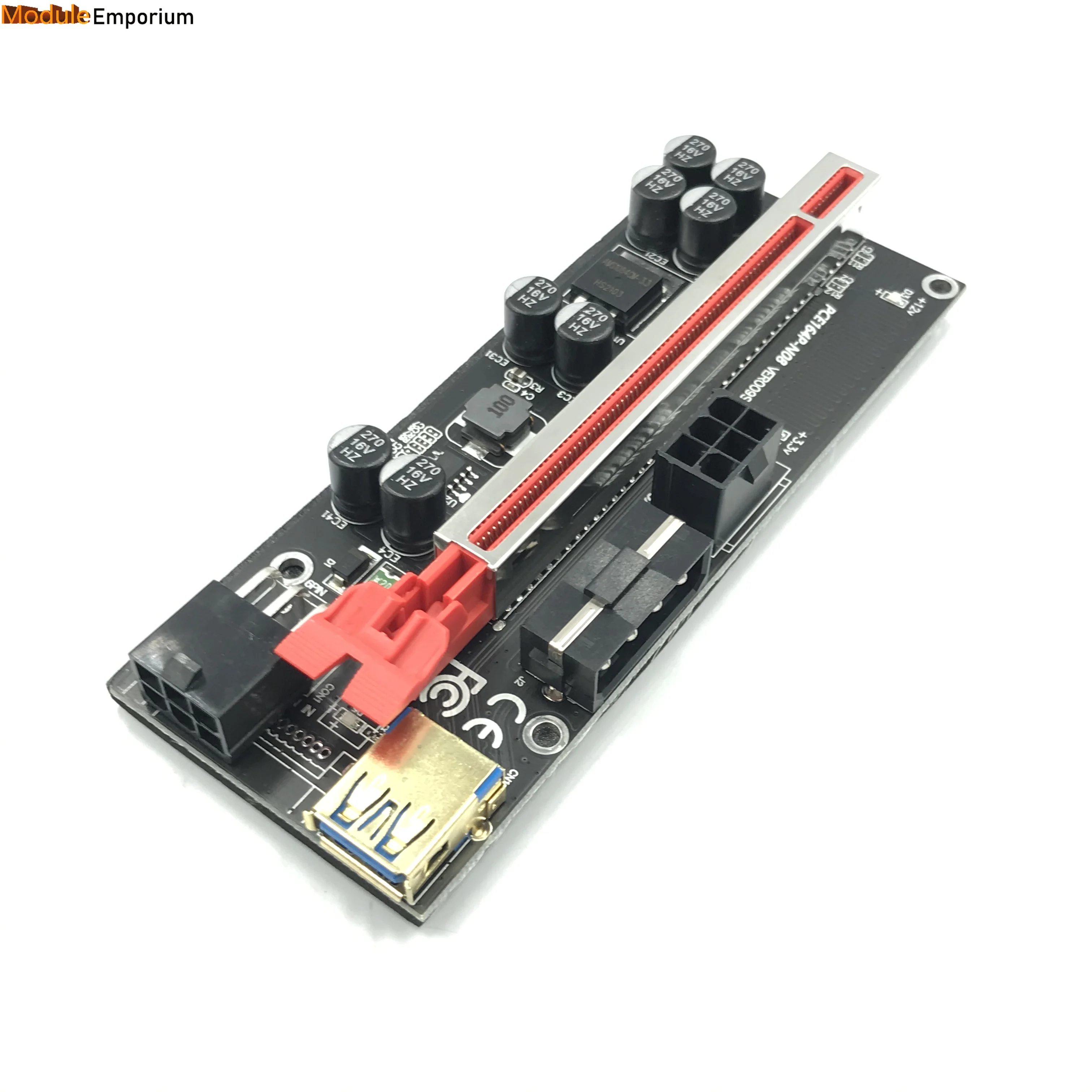 Placa Riser PCI-E para Placa Gráfica, VER 009S Plus, PCI Express 1X a 16X, Cabo USB 3.0, Conector SATA a 6Pin, Placa de vídeo