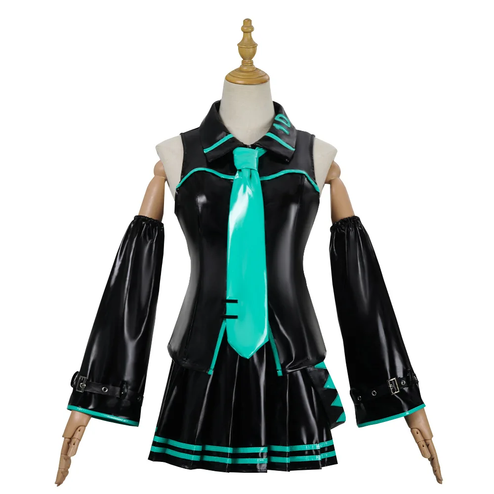 Mikuu Cosplay Kostuum Miku 16TH Cosplay Lederen Midi Sexy Jurk Halloween Carnaval Party JK Uniform Mikuo Mannelijke versie Kostuum