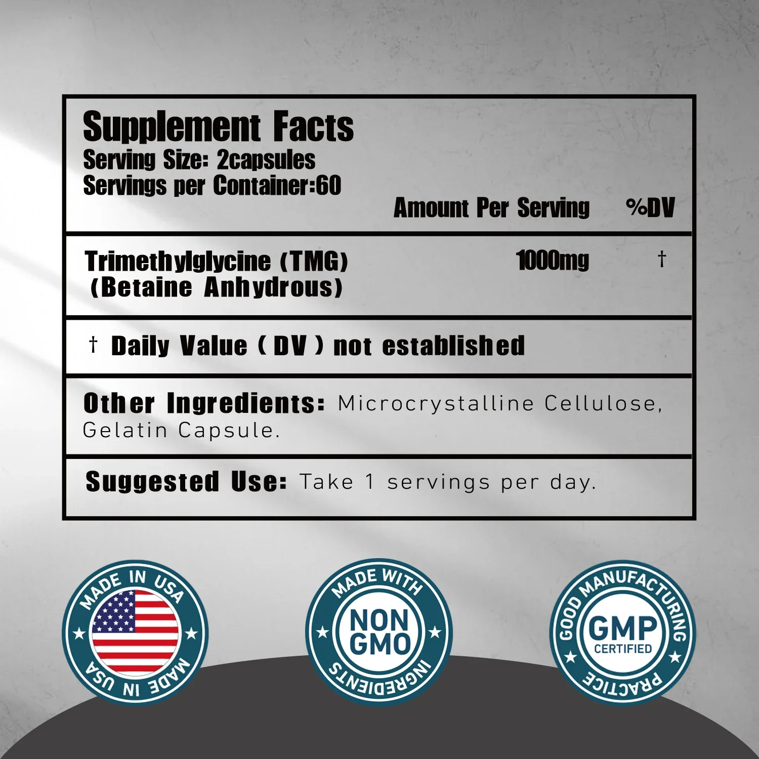 TMG Trimethylglycine - Improve Knee Pain, Promote Muscle Growth, Lose Weight, and Improve Liver Function