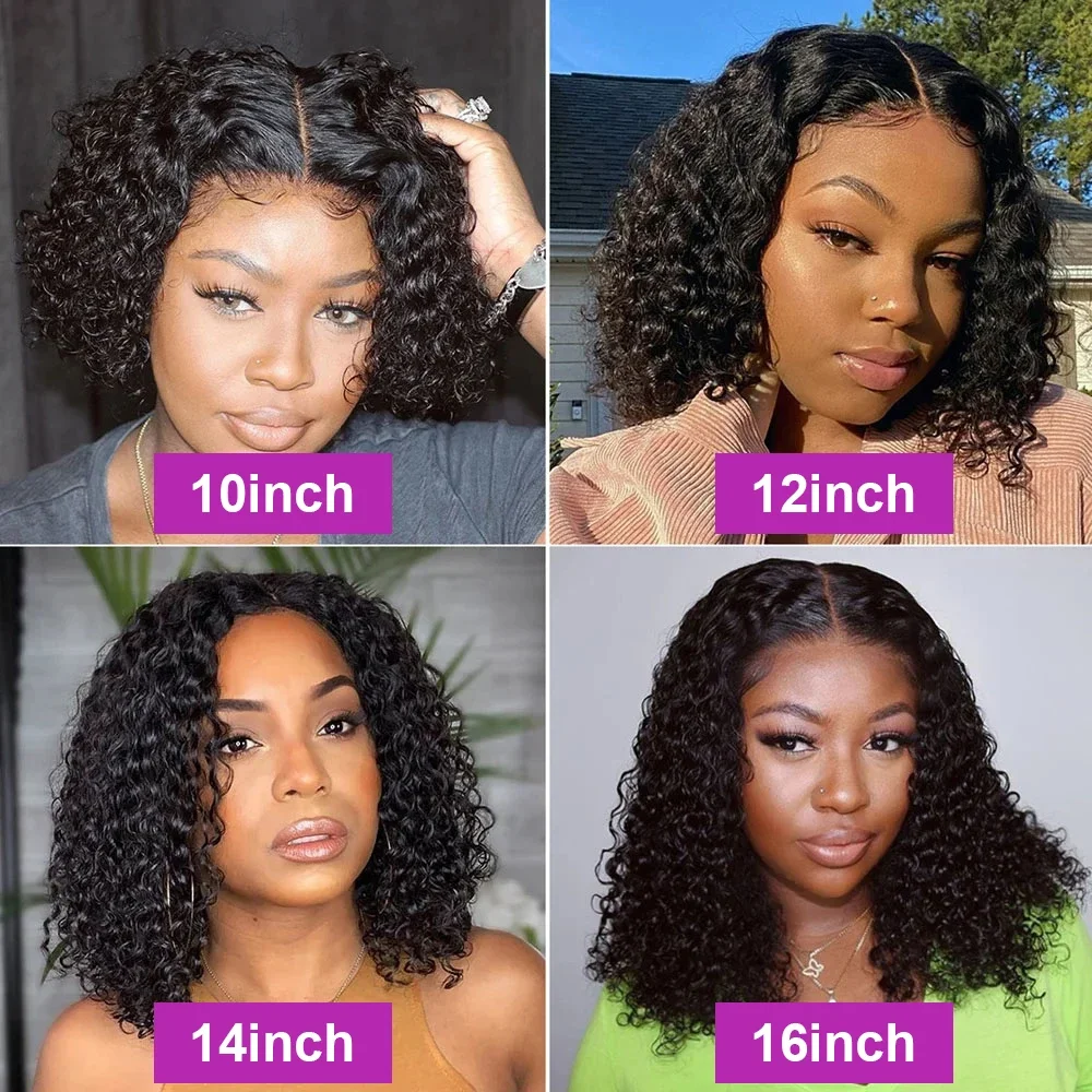 Short Bob Wigs Water Curly 13x4 13x6 Deep Wave HD Lace Frontal Wig For