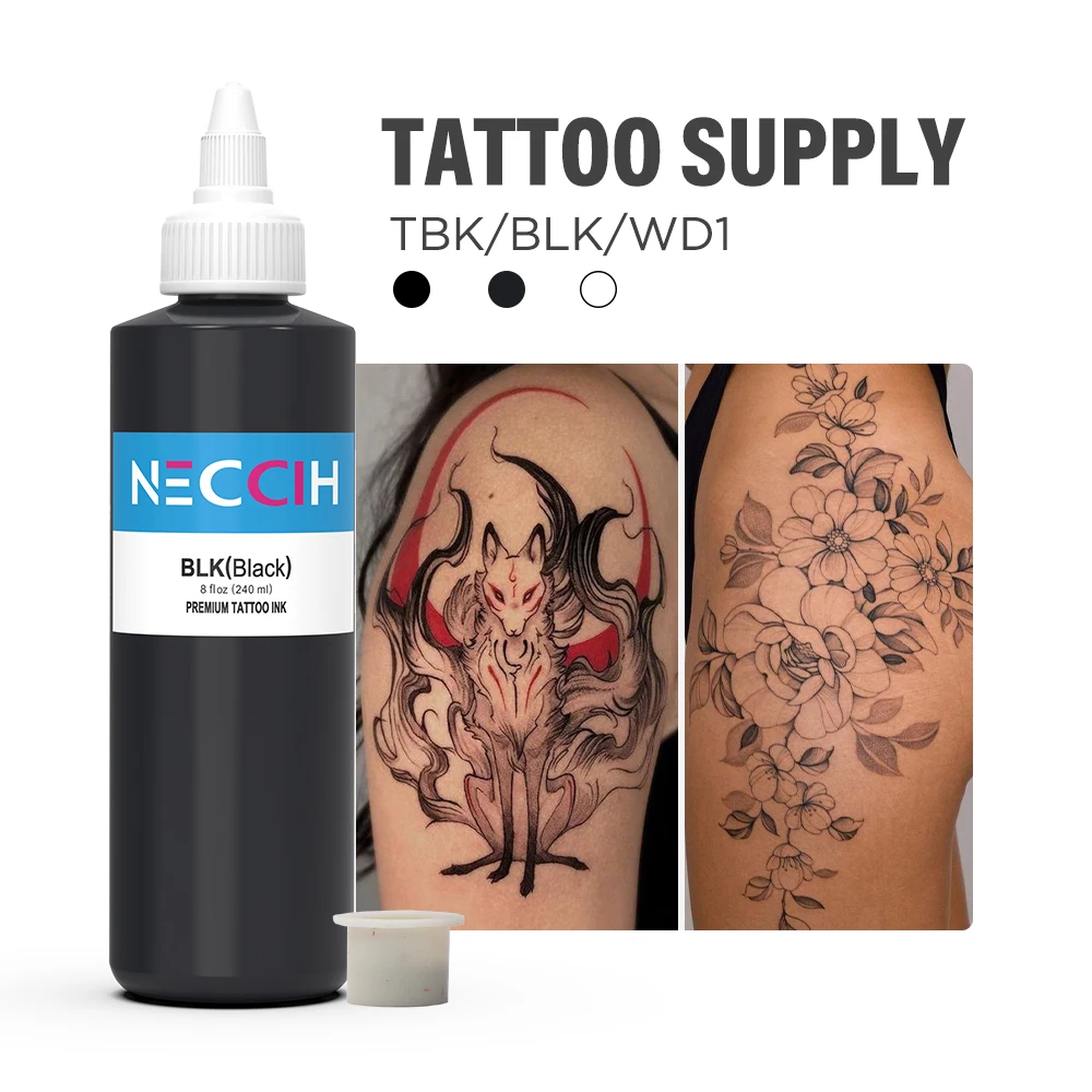 240ml White/Black Tattoo Ink Pigment Body Art Tattoo Kits Professional Beauty Paints Makeup Tattoo Supplies Semi-permanent