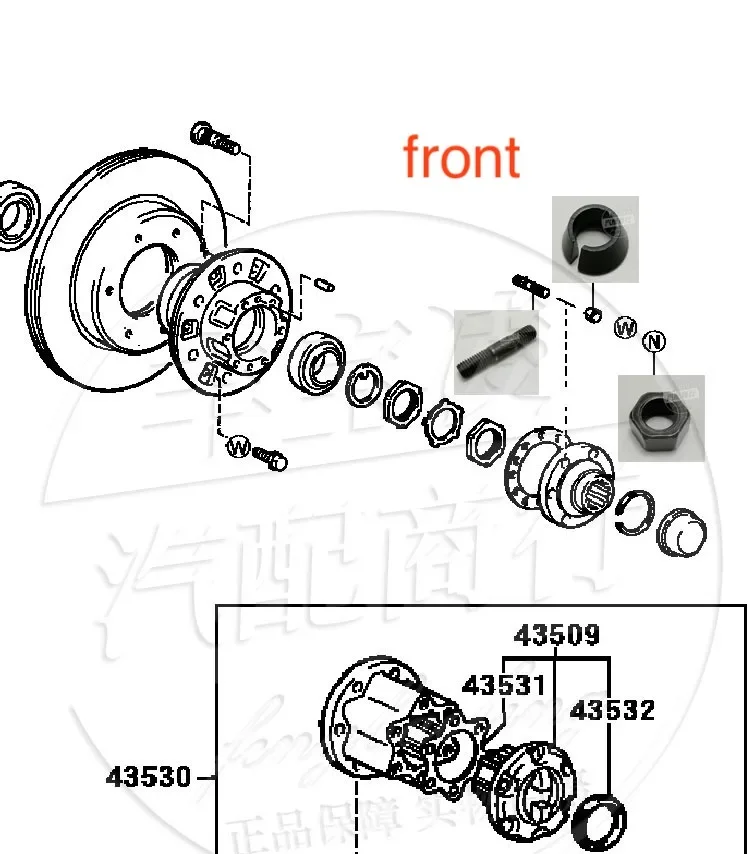 1pc for Toyota Land Cruiser 4500LC70LC80 Front and Rear Axle Axle Hub Axle Head Screw Bolt Conical Washer Nut