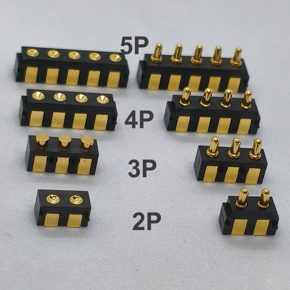 1PCS 2P 3P 4P 5P Male Female Spring Loaded Charging Contacts SMT Pogo Pin Connector Side Welding Mount Strip Contact