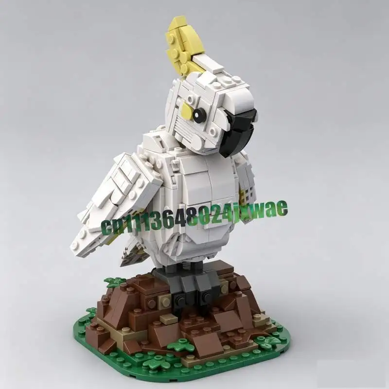 539 Parts Sulphur-Crested Cockatoo Bird Animal Model Custom Puzzle DIY Creative Assembly Educational Toy Blocks Collection Gifts