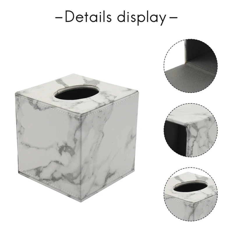 Marble Square Square Tissue Box PU Leather Roll Paper Holder Toilet Paper Box Napkin Paper Box Cover Locker Towel Box