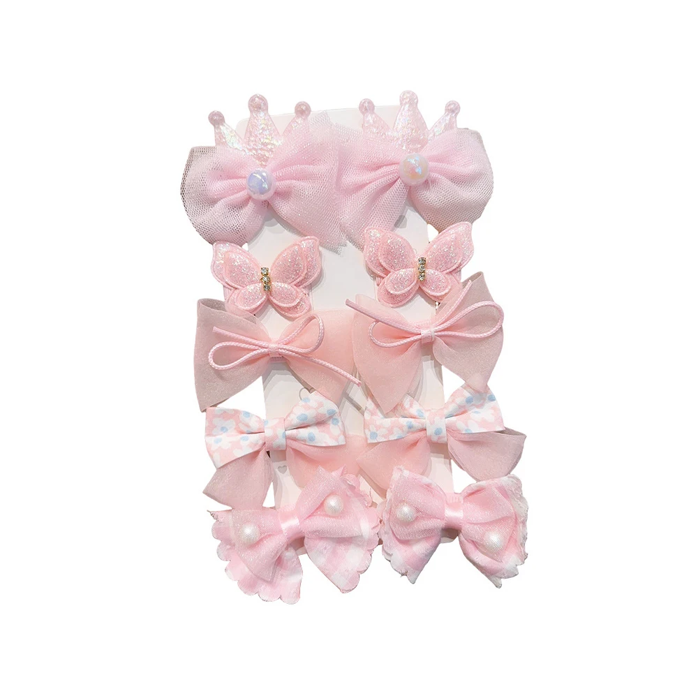 【 10-Piece Set 】 Fashion Cute Bows Flowers Clips For Girls Baby Hair Accessories Sets Children\'s Sweets Pinches Hairpin