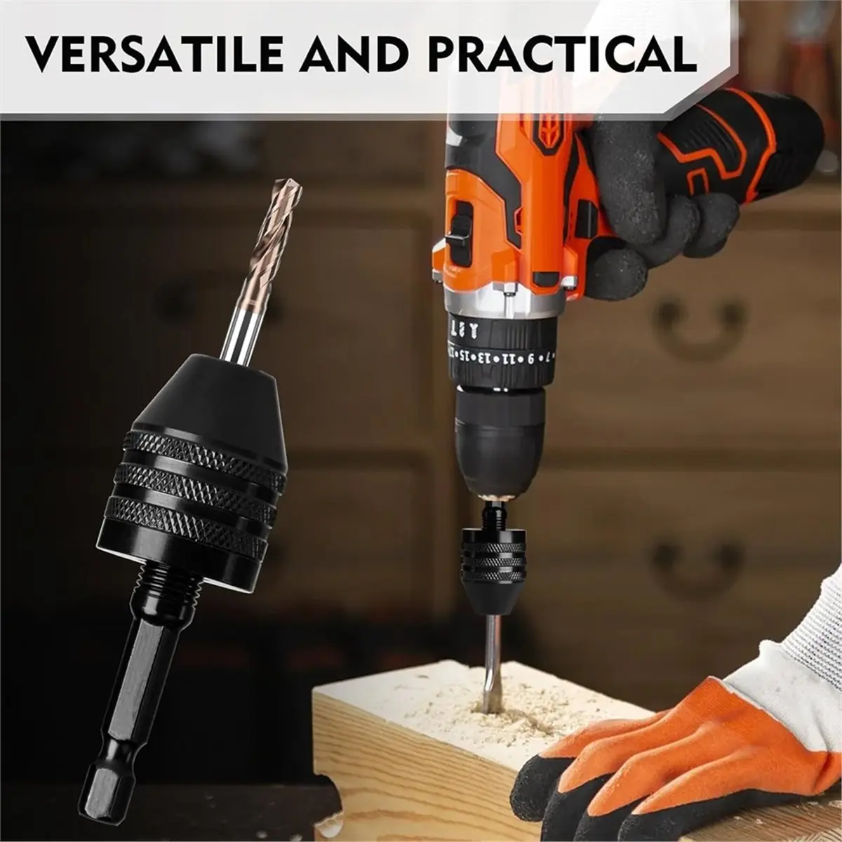 Keyless Shank Drill Chuck Adapter Set,1/4