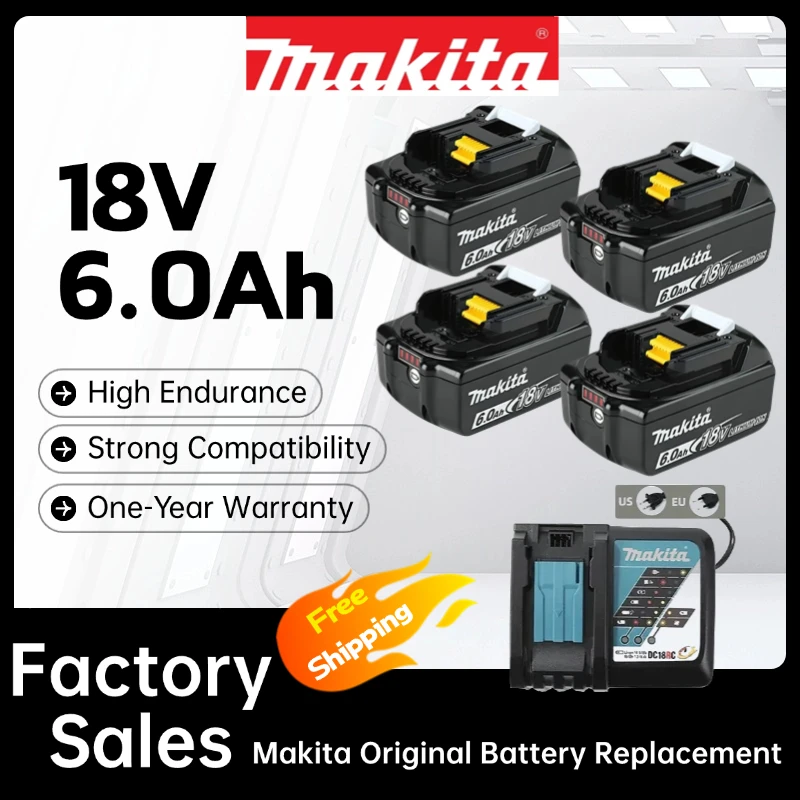 

Оригинальный аккумулятор Makita 18 В 6,0 Ач с зарядным устройством BL1860, литий-ионный аккумулятор для аккумулятора Makita 18 В BL1850 BL1880 BL1860B