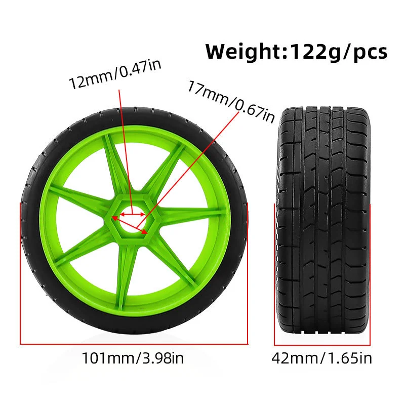 Neumáticos universales RC de 4 piezas para infstrucción ARRMA 1/7 ilimitada FELONY, se adapta a FSRC modelo GT 1/8 HuanNao X3GT, ruedas de carretera hexagonales de 17 mm