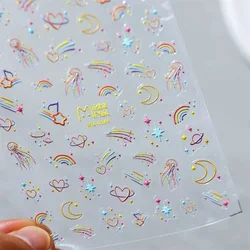 1pcs 5D Relief Colorful Rainbow Clouds Nail Art Stickers Cherry Fruit Adhesive Decals Decorations Transfer Charms Accessories