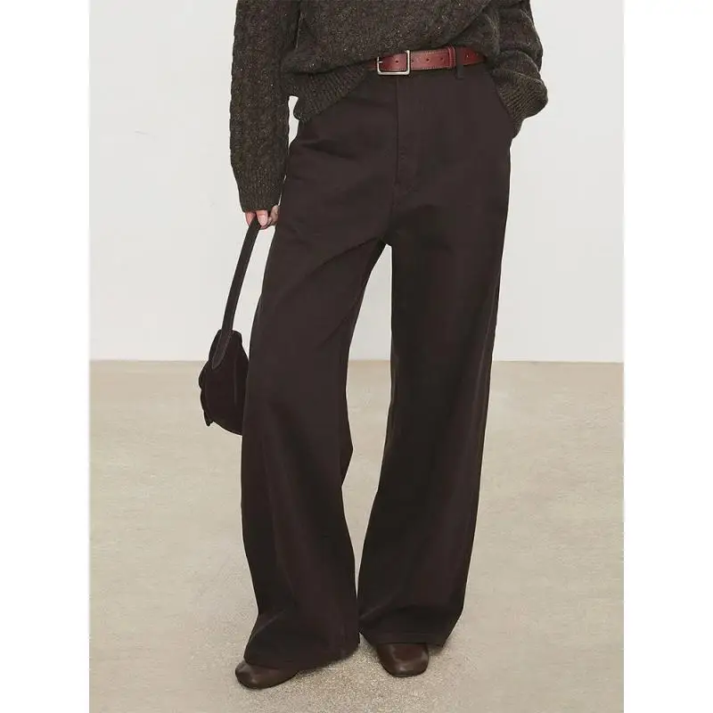 

Maxdutti Minimalist Woman Clothes Casual Pants Women's Active Dyed Cotton Denim Retro Workwear Pocket Wide Leg Divine Pants