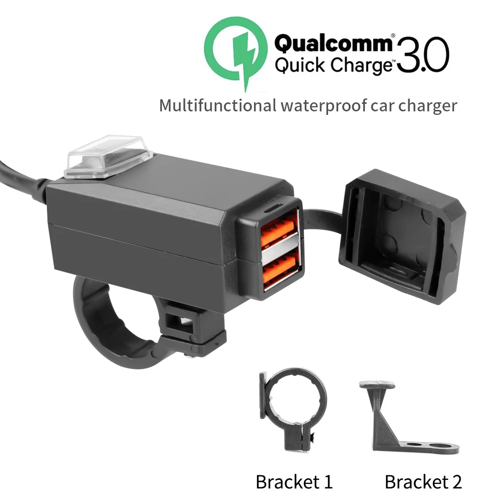 Quick Charge 3.0 Motorbike Motorcycle Charger Phone Charger Dual USB Port Power Supply Socket 5V 3.1A Adapter for Phone Mobile