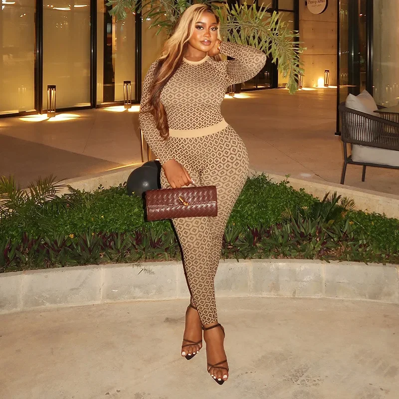 

Casual Sporty Jumpsuits Women Y2K O-neck Long Sleeve Elastic Jumpsuit Fashion Printed Thin Hipster Workout Streetwear Overalls