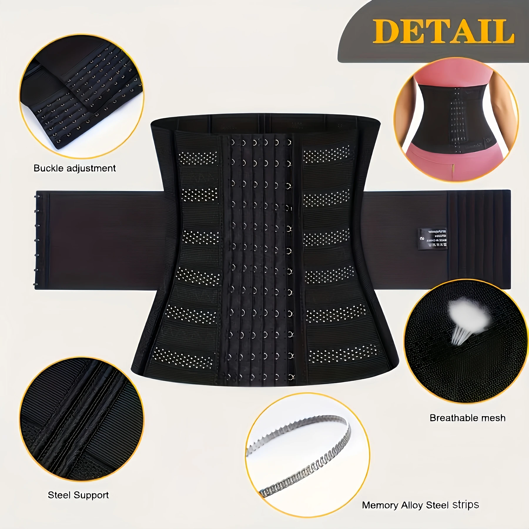 Waist Trainer for Women Underbust Waist Cincher Corset Tummy Control Sport Girdle Hourglass Body Shaper image 5