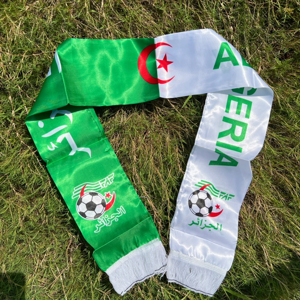 Algeria scarf 14x130cmAlgeria flag Custom Scarf football team Scarf Printing Satin banner