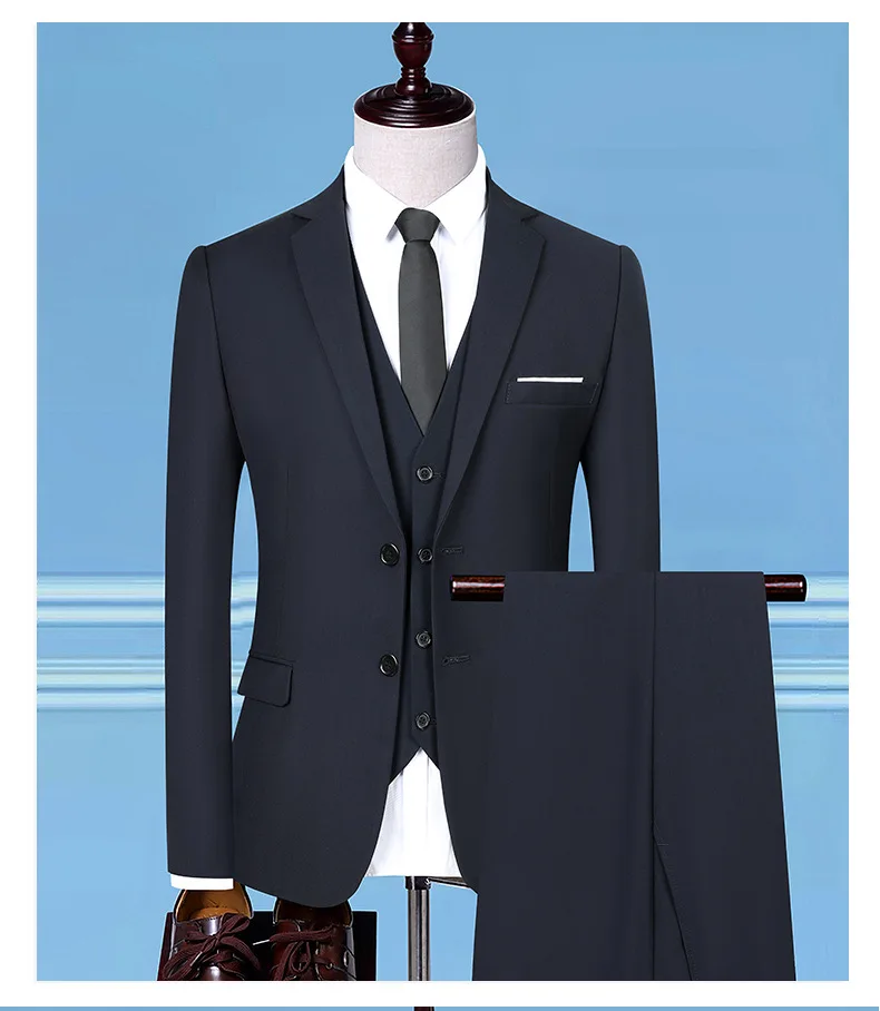 

2025 Boutique Men's Fashion Business (Blazer+ Vest + Trousers) Gentleman's Wedding Casual Professional Formal Suit 3Piece XS-6XL