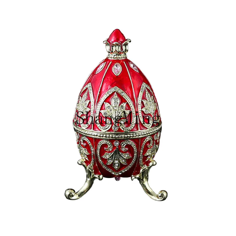 

PYH Exquisite Easter Egg Creative Home Ornament Enamel Painted Diamond Metal Crafts Gifts