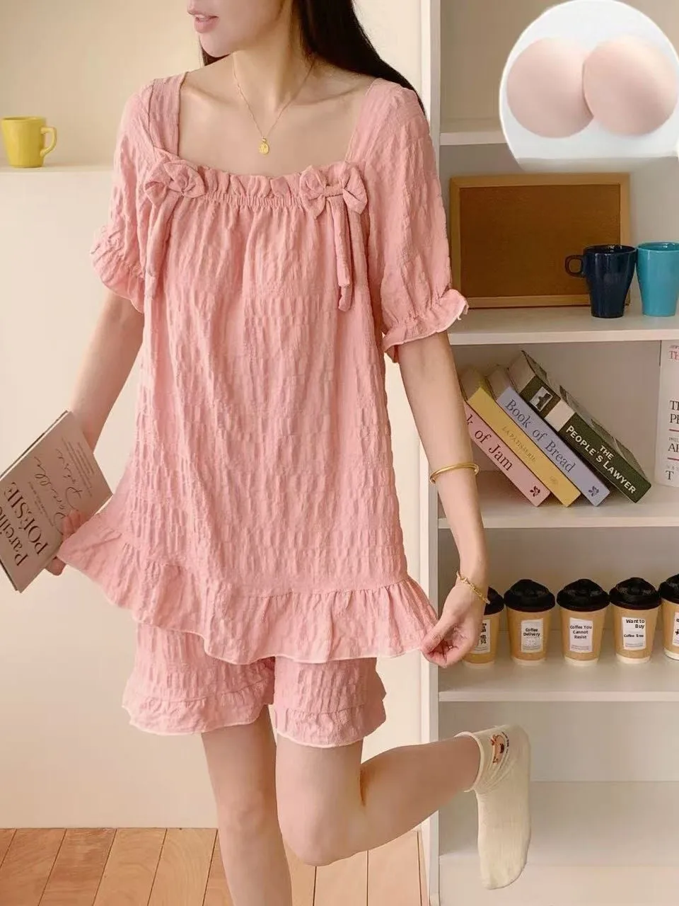 Cloud Cotton Princess Style Sleepwear Set Women's Short Sleeve Shorts Sweet Cute Home Clothes Comfortable Breathable Summer