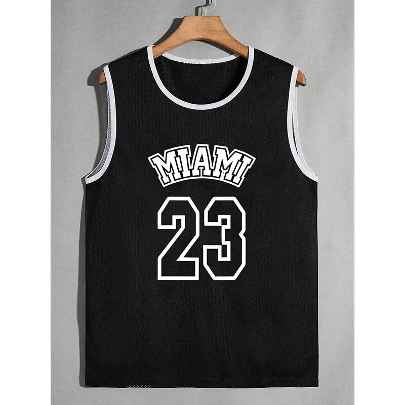 Summer Men\'s New Fashion James 23 Jersey Mesh Sweat-Absorbing Basketball Jerseys Comfortable Breathable Leisure Sports Tank Top