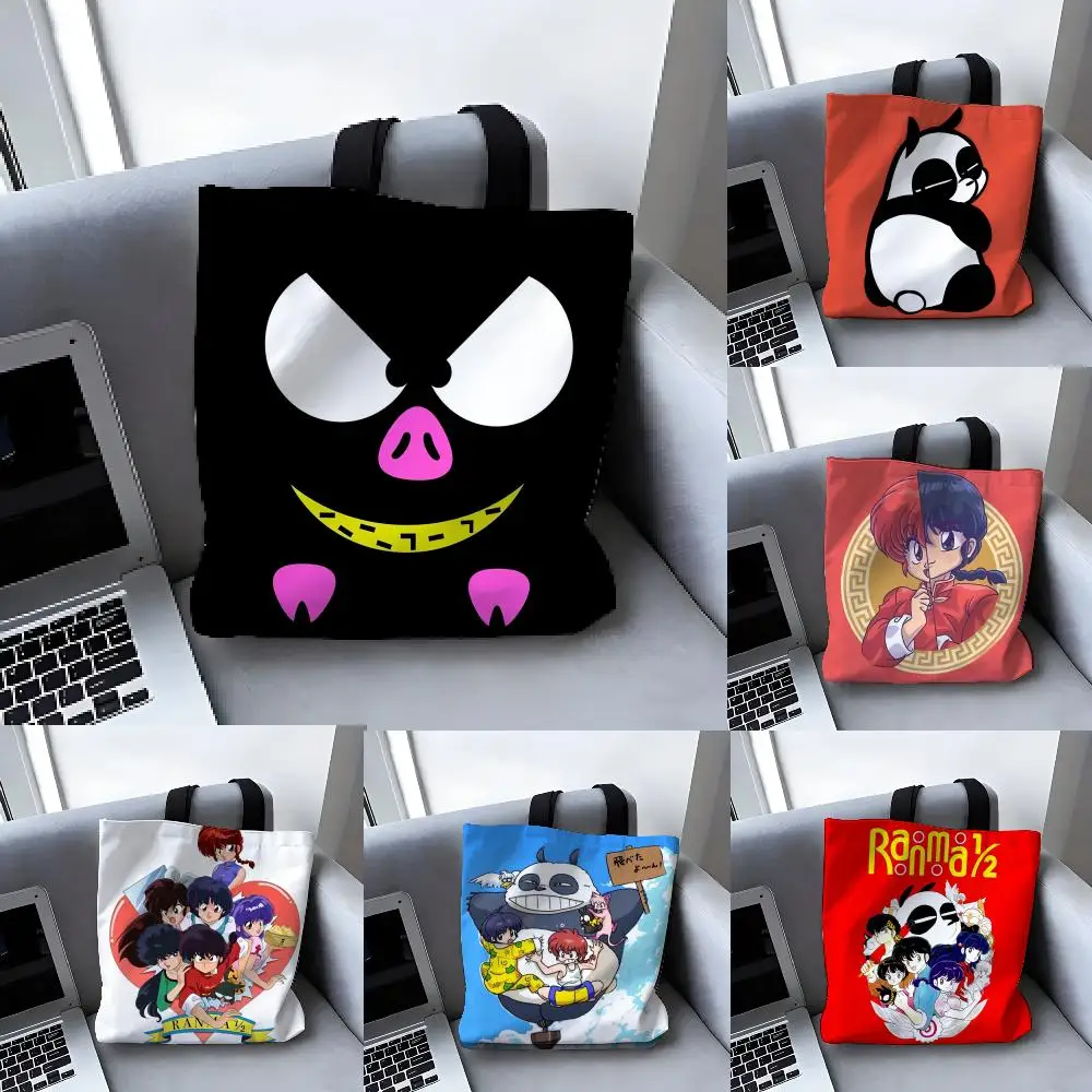

Сумка-тоут P Chan Ranma с мультяшным принтом, универсальная, вместительная, холщовая, на плечо, женская, повседневная