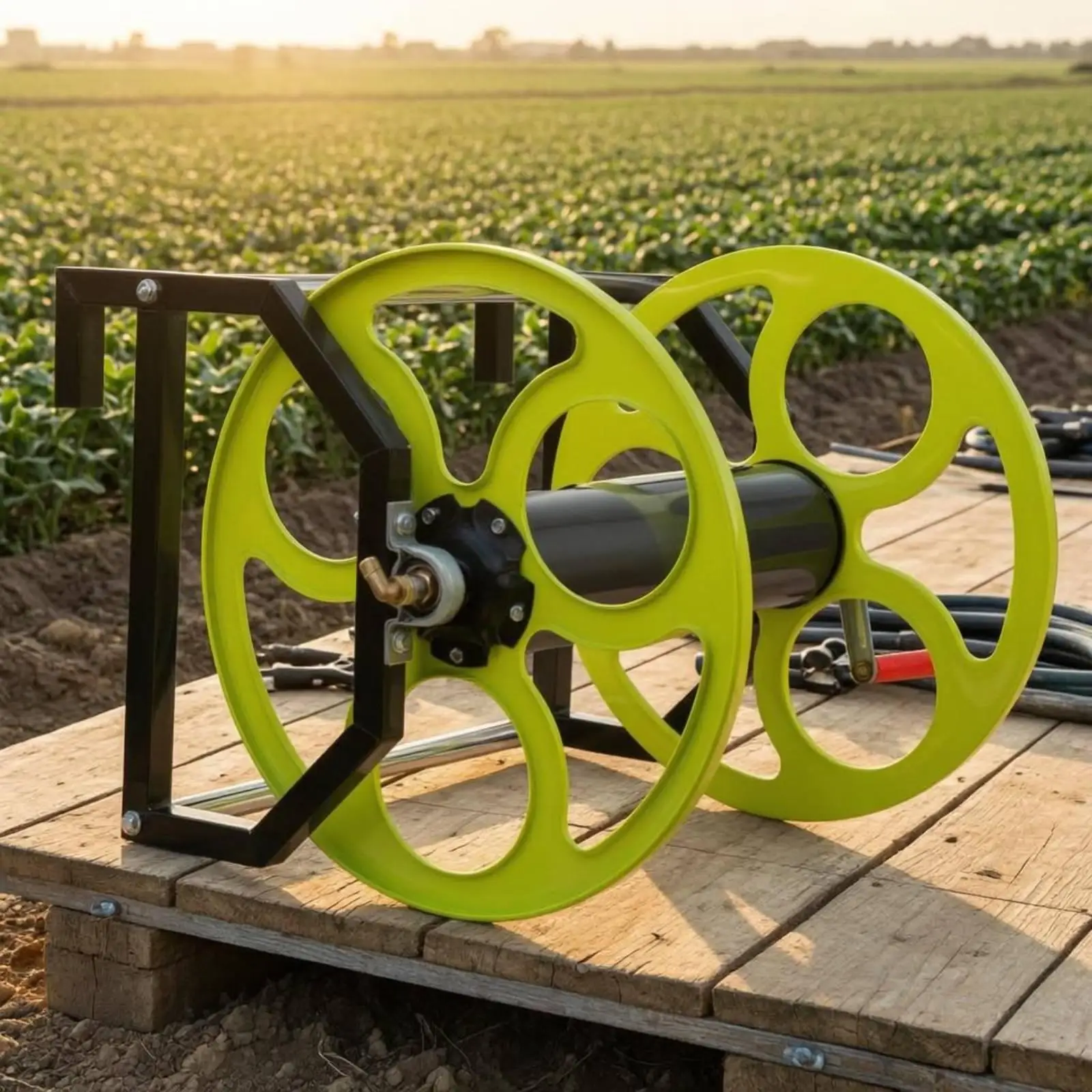 Drum Hose Reel Welded Steel Freestanding Hose Reel Heavy Duty Outdoor Equipment for Farmers, Gardeners, Farm, Watering, Car