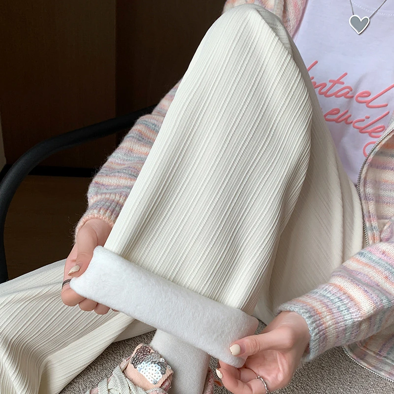 

Женские брюки-палаццо из бархата с вертикальными полосками, осенне-зимние, новые, свободные, прямые, повседневные, с высокой талией, свободного кроя