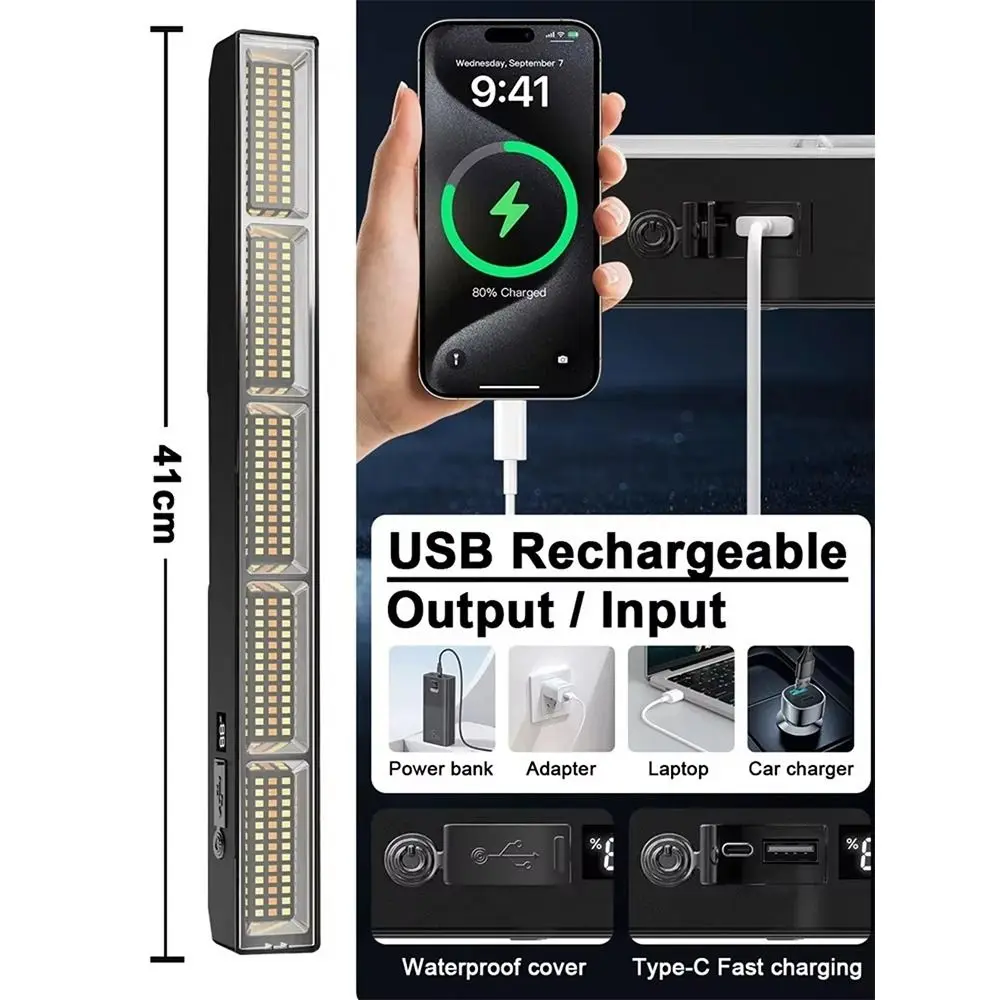 High Brightness Portable LED Light Bar IP66 Waterproof 3 Color Modes Magnetic LED Lamp USB Rechargeable Emergency Lights