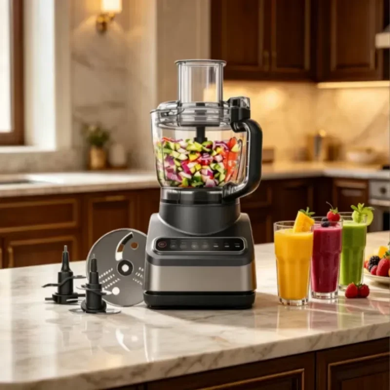 Food Processor With 2.1L Large Capacity 800W Powerful Motor Multifunctional Kitchen Food Chopper for Slice Grate Dough Making