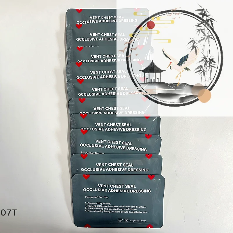 

First Aid Vented Chest Seal with Quick Tear Occlusive Adhesive Dressing for Open Chest Wounds