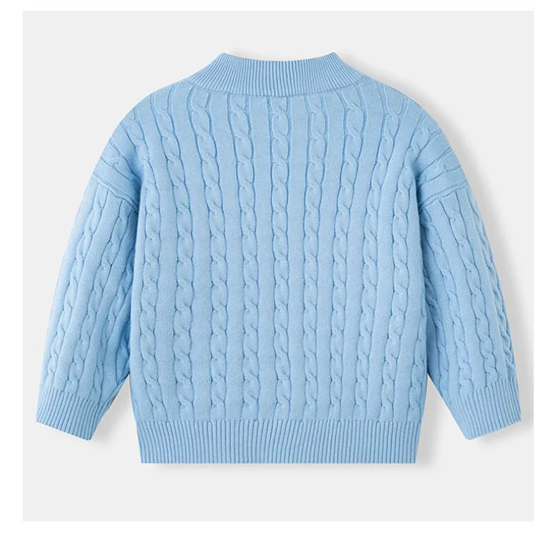 UNITIM Herbst 2-12 Jahre Kinder Jungen Pullover mit Stehkragen, Kinder Jungen Zopfmuster Pullover, einfache Langarm-Oberteile für Kleinkinder und Babys – Detail 18