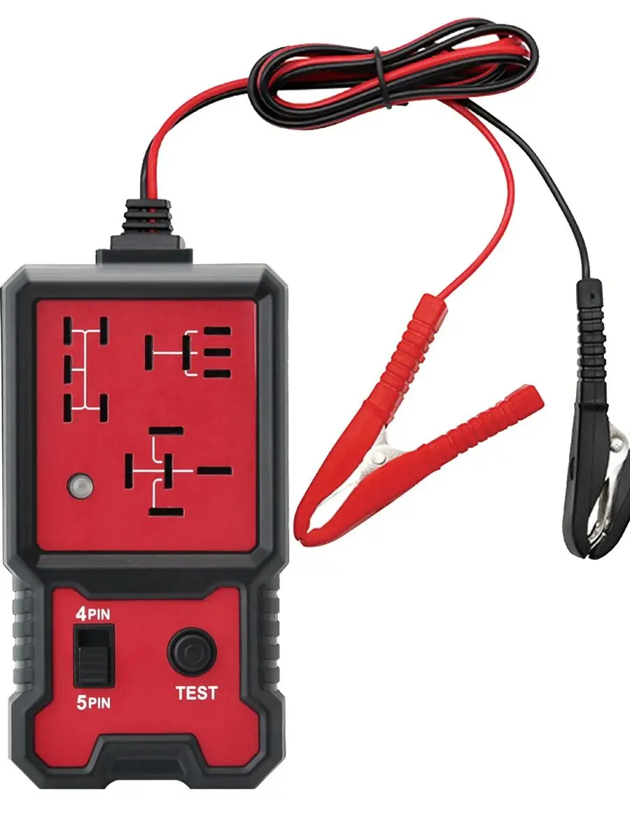 Auto Relay Tester for 12V - Durable Car Diagnostic Tool with Battery Clips, Fits 4-Pin & 5-Pin Relays