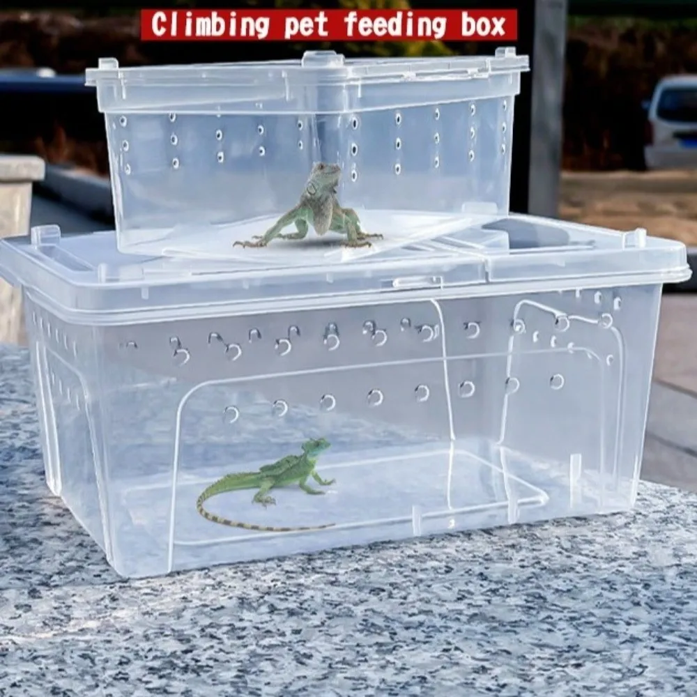 Transparent Reptile Breeding Box Stackable Escape-Proof Reptile Terrarium Ventilated Clear View Animal Habitat Cage