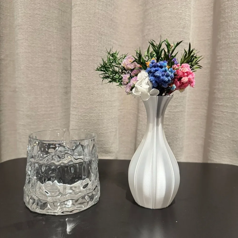 Nordic 3D Printed Decorative Vase Simple White Color Mini Flower Vases Desktop Ornament Spiral Vase Flower Arrangement