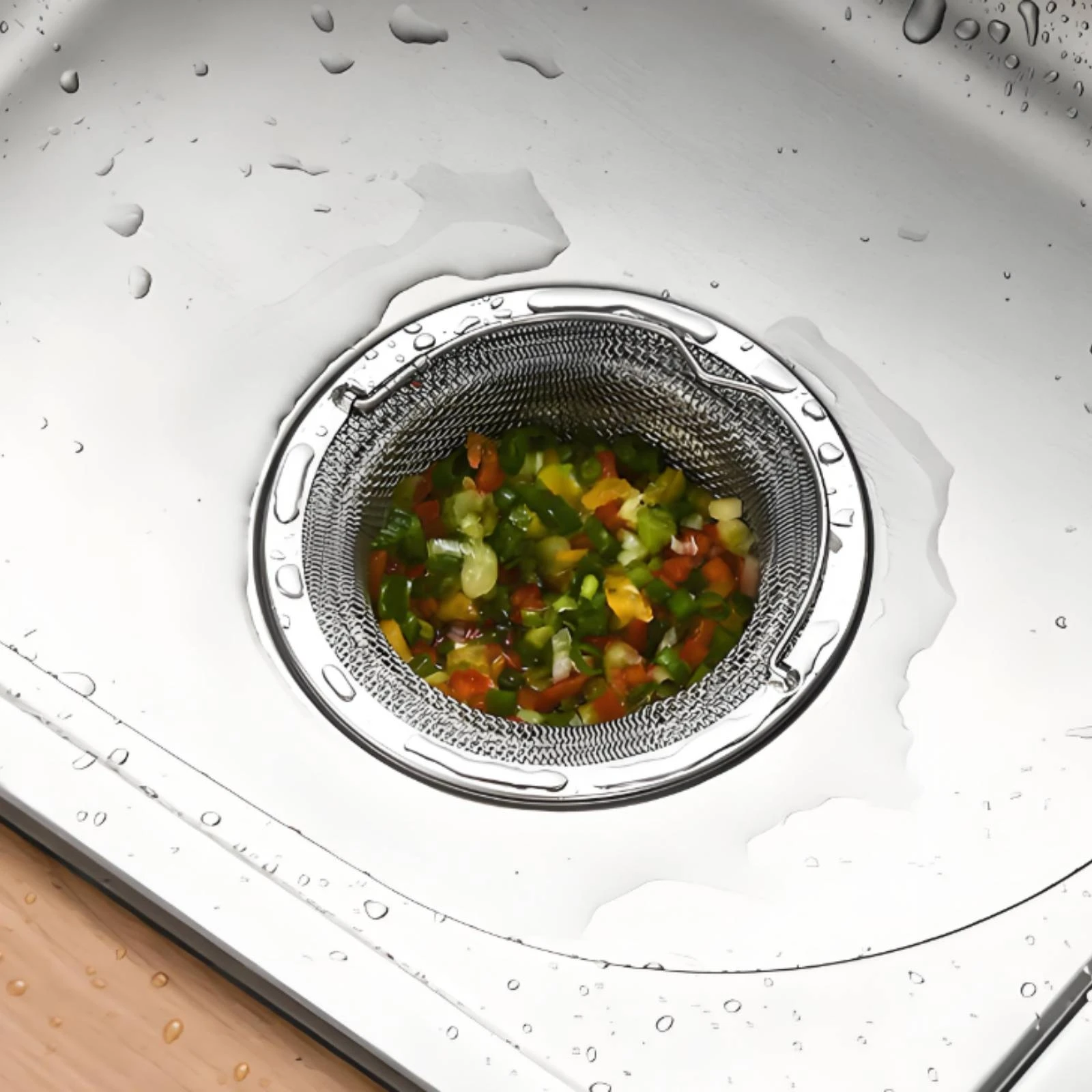 

Kitchen Sink Drain Strainer Round Shape Stainless Steel Mesh Strainer Sink Filter Basket Anti-Clogging for Basin