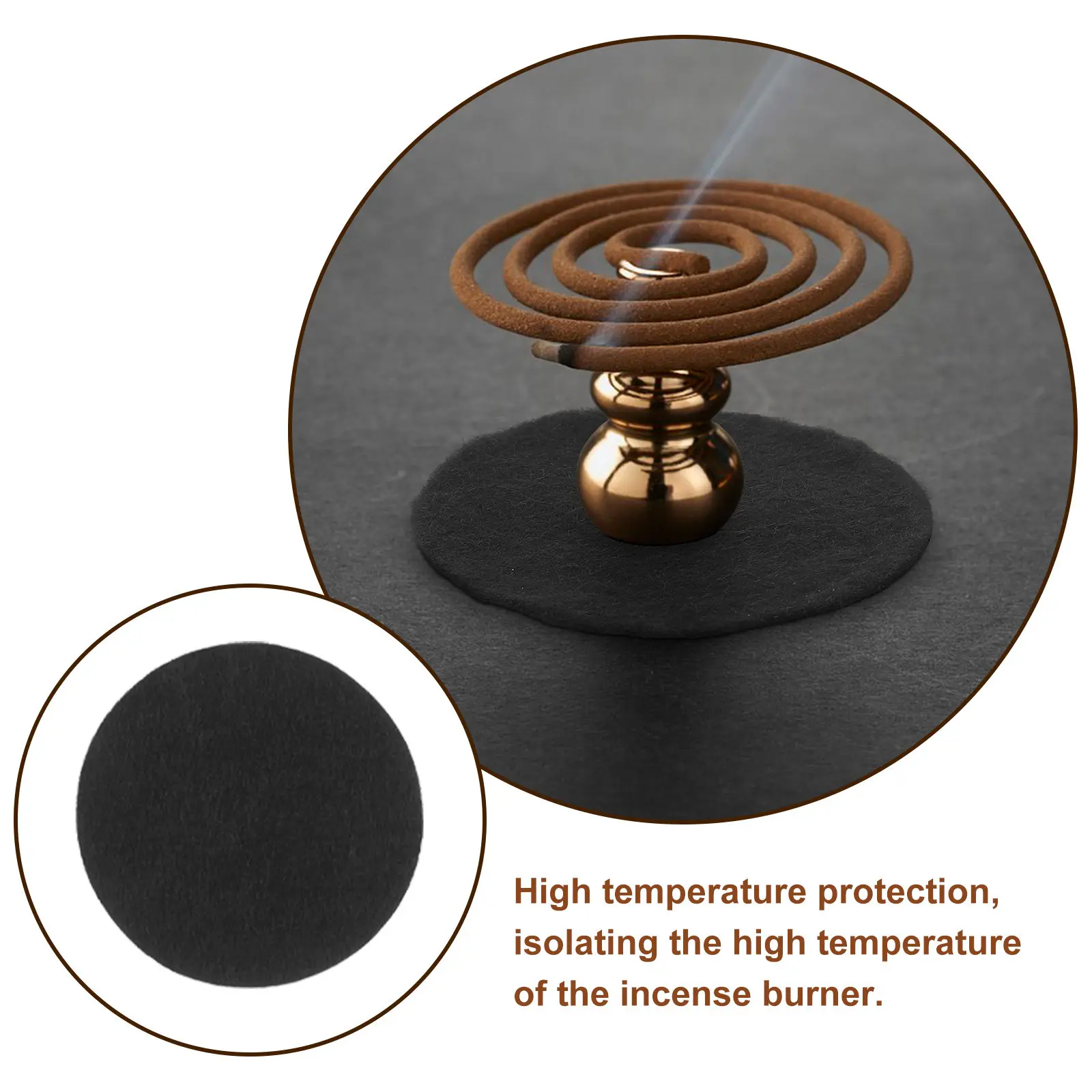 100pcs Fireproof Incense Burner Pads – Heat Resistant Black Mats (1.57in) for Ash Catching & Home Use