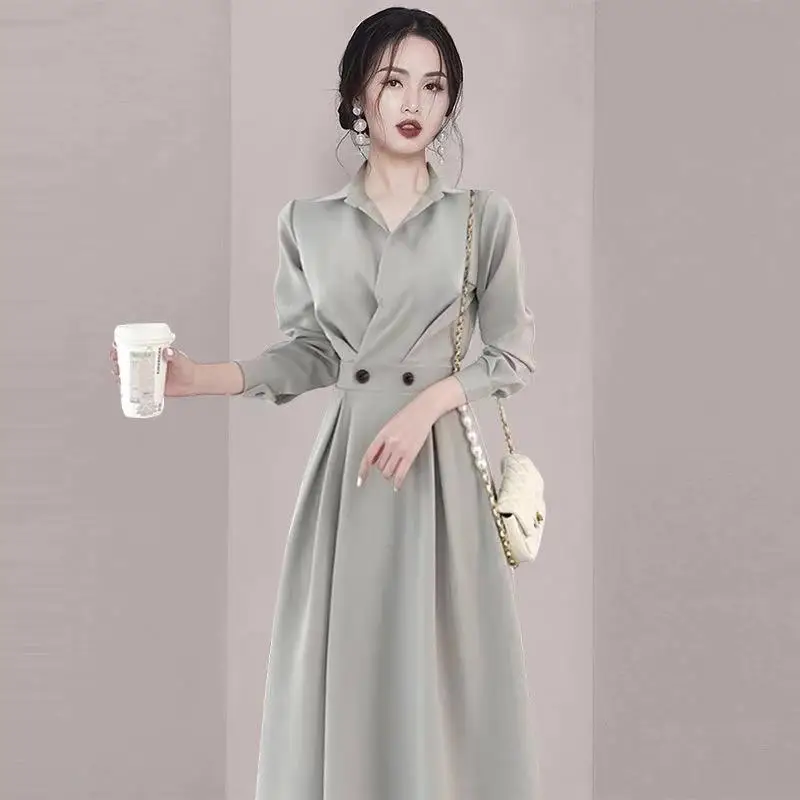 New French Hgh-end Shirt Dress for Autumn 2024, Stylish and Fashionable Women's Clothing