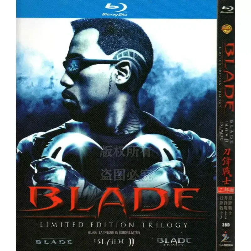 Blu-ray BD American Action Science Fiction Movie Blade Trilogy High Definition 3 Disc