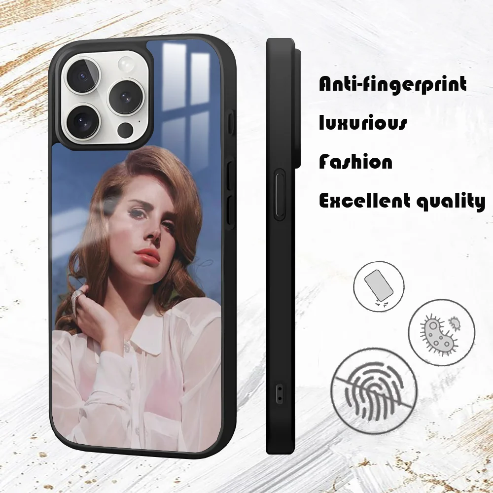 L-Lana D-Del Reys Singer Kraft Phone Case For iPhone 16 15 14 13 12 11 Pro Max Plus Mini PC Mirror Fashion  phone case