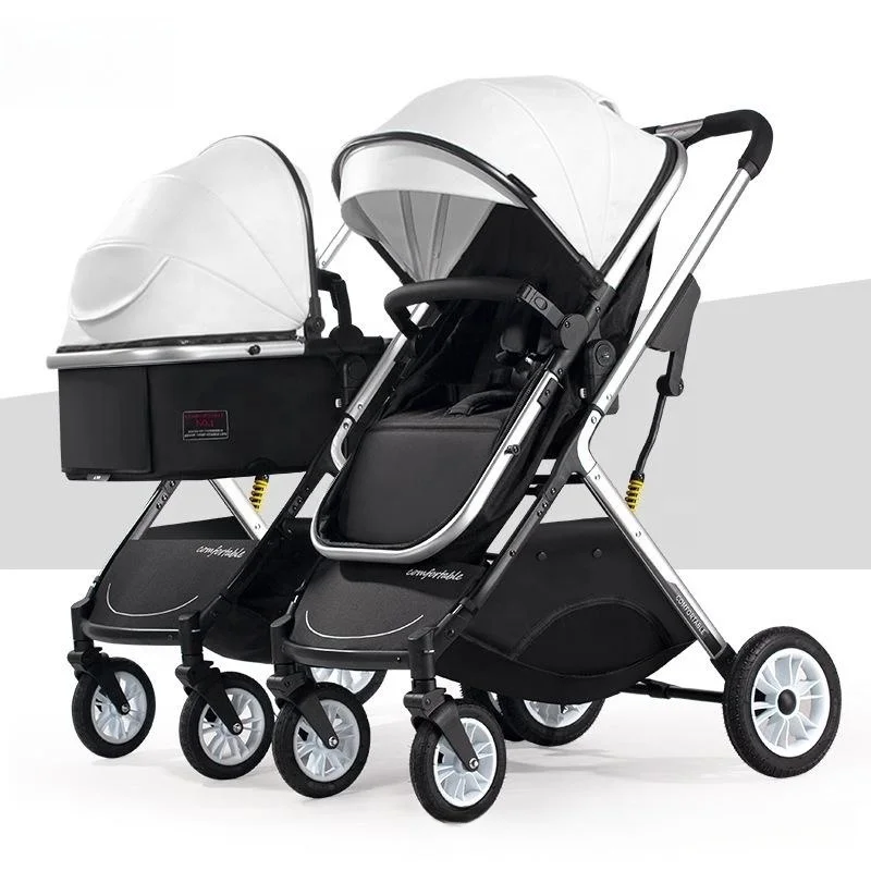 Wholesale European Double Infant Cart Foldable 3 In 1 Twin Baby Stroller