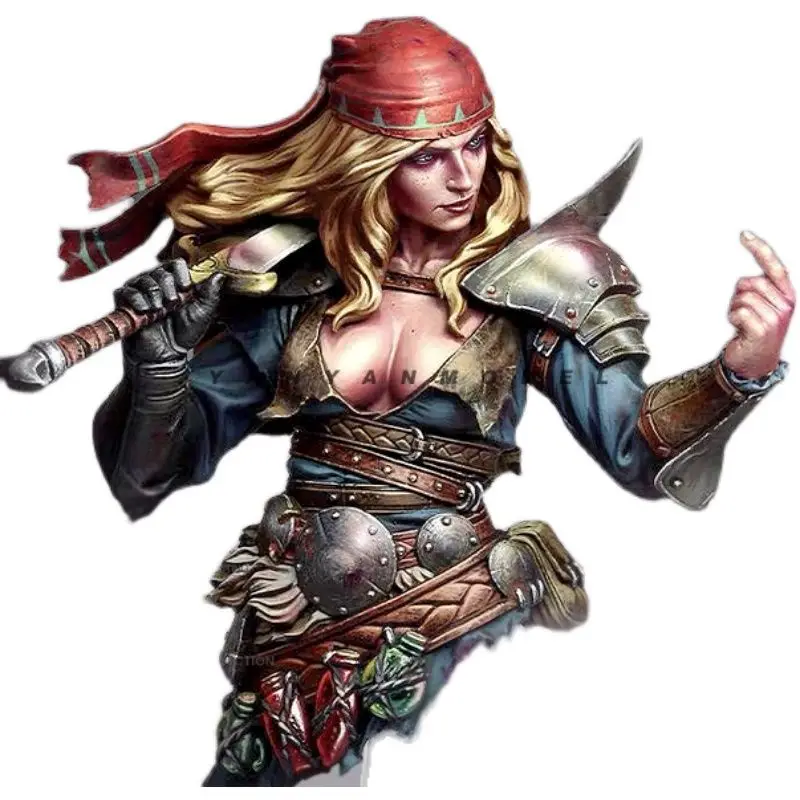 1/10 Eine Büste eines weiblichen Piratenharzfiguren 3D-gedruckter Soldat Mini weiße Modelle Selbstmontage DIY Färbung Figuren Handwerk