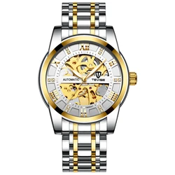 TEVISE Men Automatic Mechanical Wrist Watch Luxury Brand Stainless Steel Mens Watch Fashion Skeleton Watches