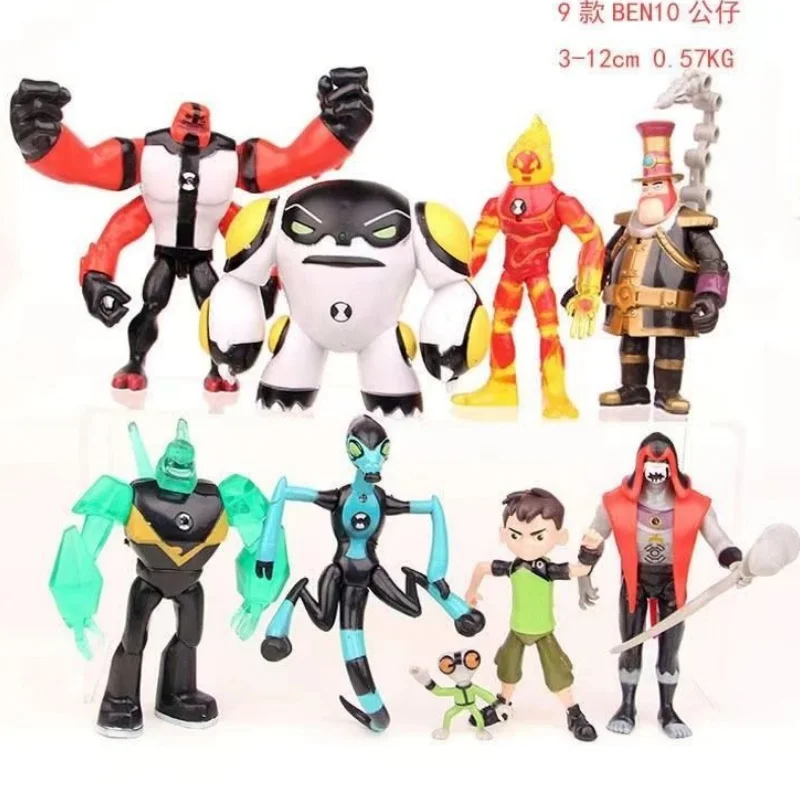 9 Pcs/Set Ben 10 3-12 Ben Tennyson Figure Ben Four Arms Grey Matter Heatblast Model Ornament Anime Figure Doll Toy Birthday Gift