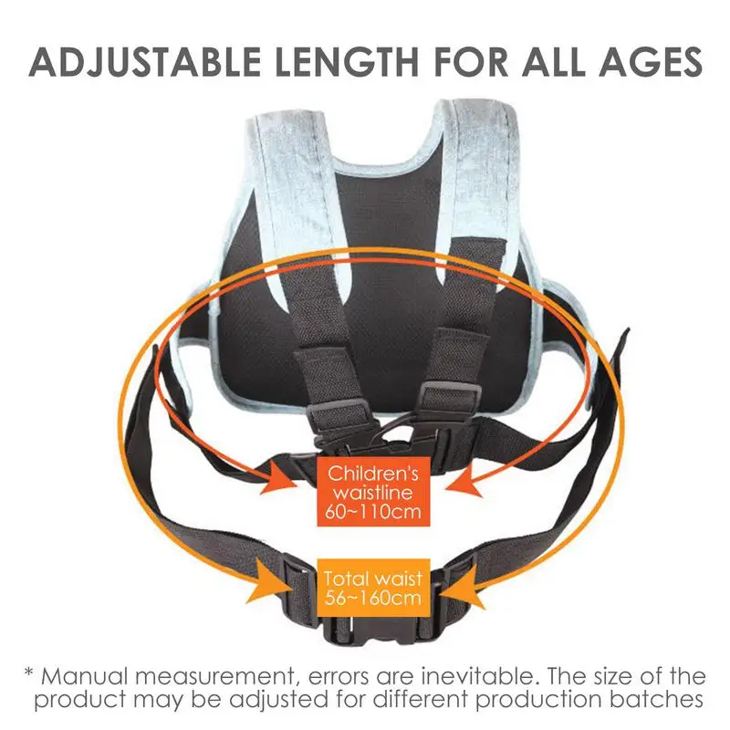 Motorcycle Seat Belt For Kids Children Bicycle Safety Belt Strap Blue And Gray Multi-functional Safety Harness For Electric Cars