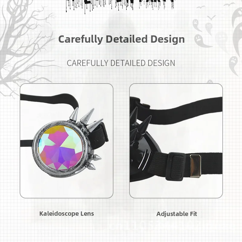 

Anlorr стимпанк калейдоскопические очки очки для Хэллоуина полная оправа унисекс спортивные металлические солнцезащитные очки модный авангардный дизайн