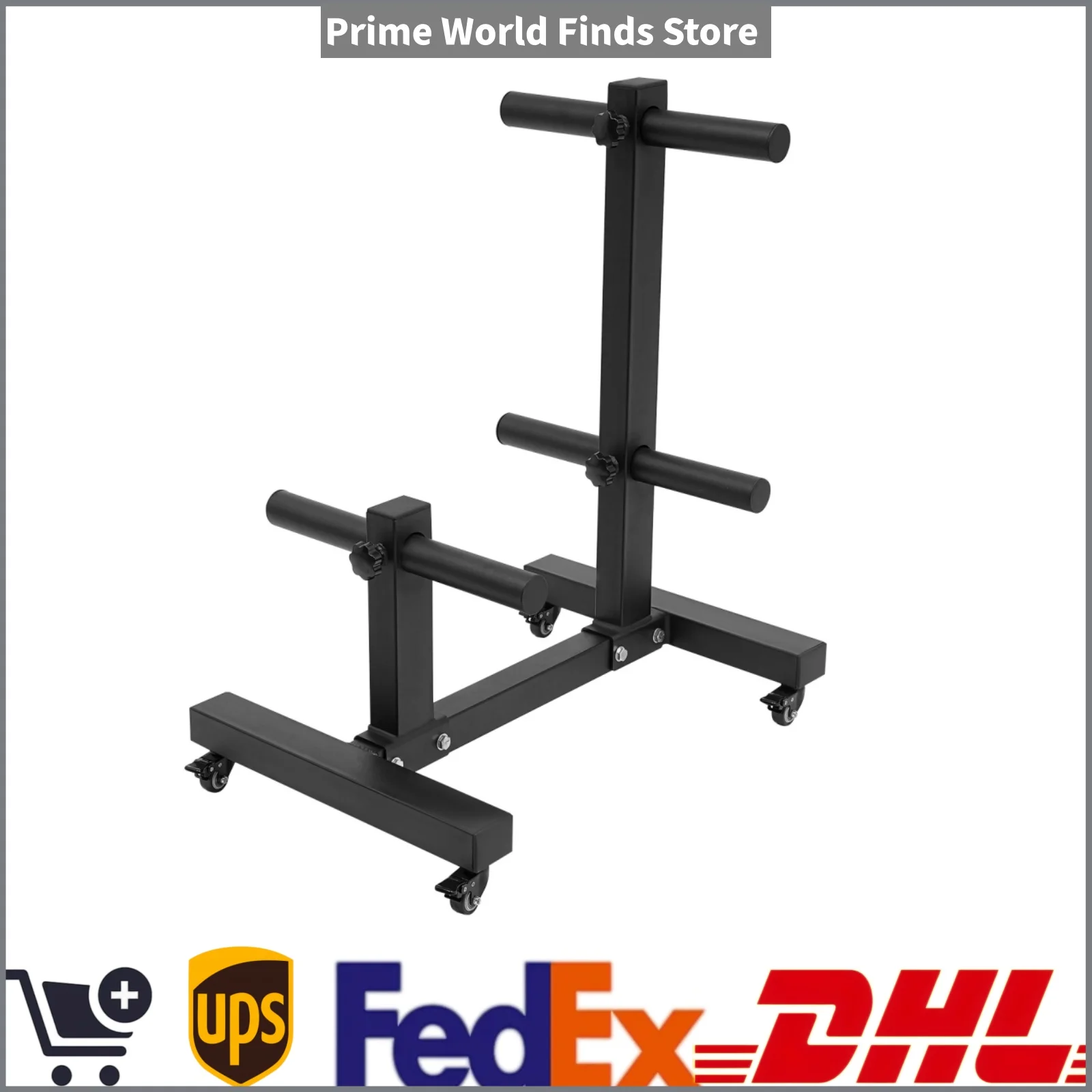 500kg Double Column Weight Plate Storage Organizer,Movable Weight Tree Rack with Universial Wheels, Q235A Steel For 2inch Weight Plates Home Gym School Hotel