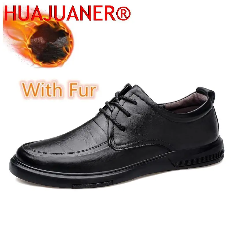 Autumn Winter New Men Shoes Genuine Leather Mens Casual Sneakers Classic Business Comfort Shoes Men Genuine Rubber Oxford Shoes