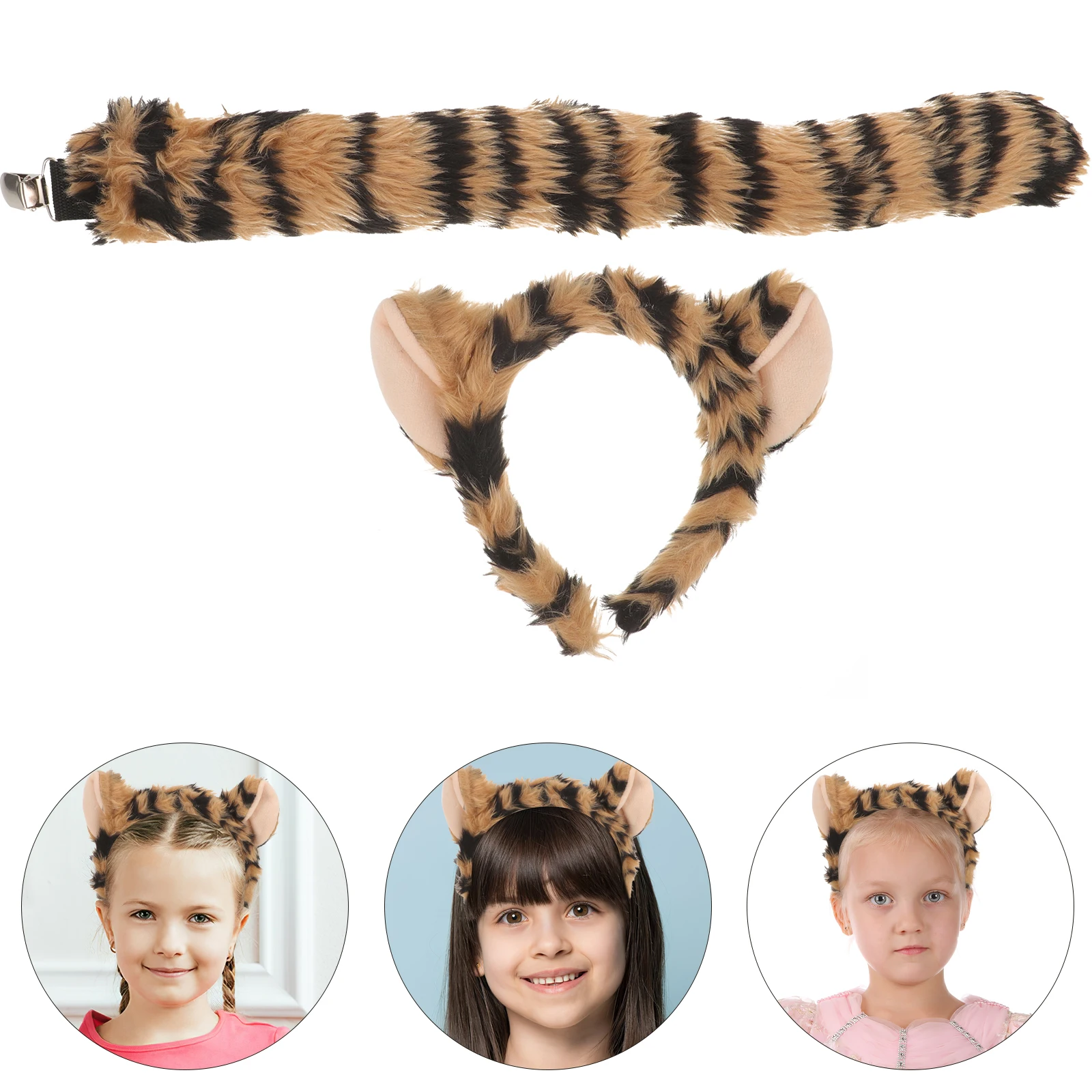 

Furry Animal Headb Tail Set Cosplay Animal Costume Accessories Soft Texture Performance Props Halloween Birthday