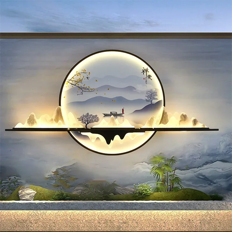 

ELARA Outdoor Mural Lamp LED 1 Meter Diameter Circular Landscape Waterproof Mural Villa Courtyard Garden Decoration Painting