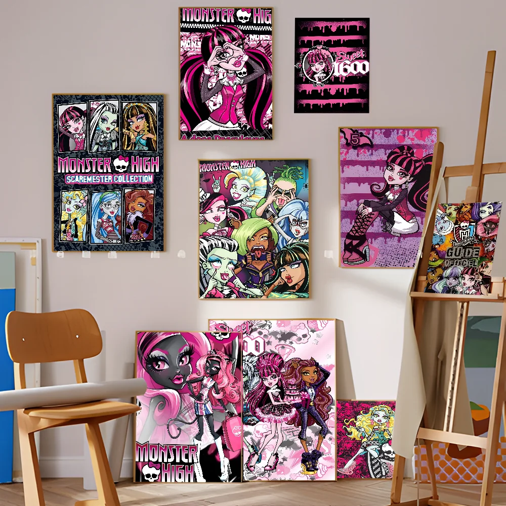 M-Monster Cartoon High Self-adhesive Art Poster Retro Kraft Paper Sticker DIY Room Bar Cafe Stickers Wall Painting