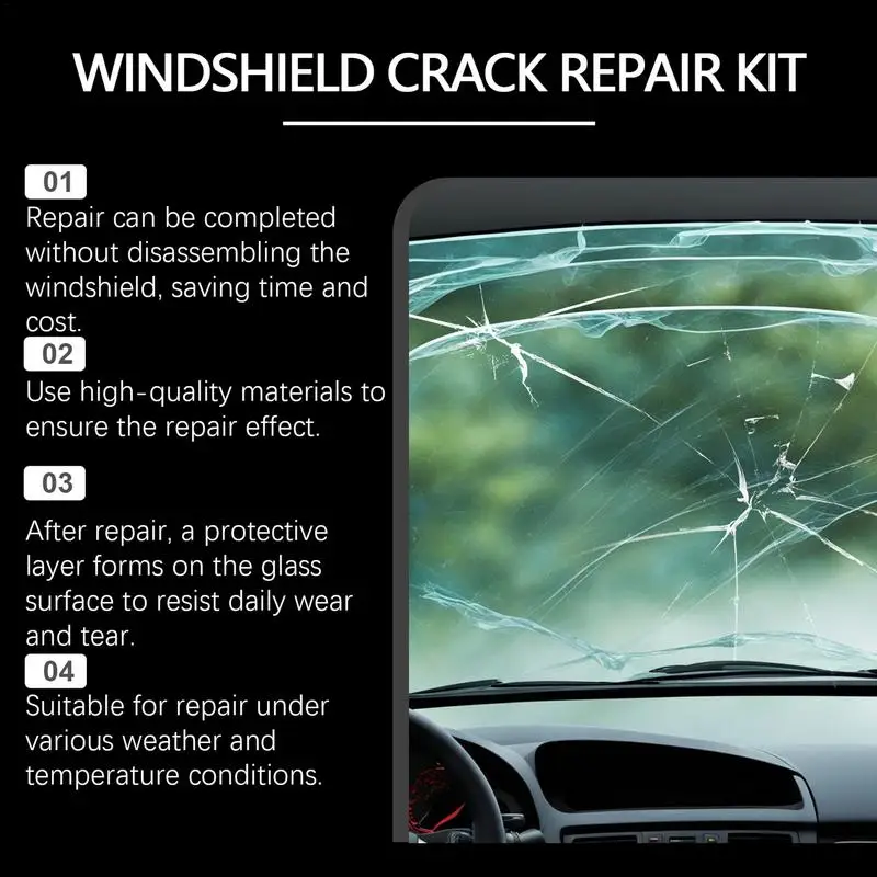 Windshield Cracks Repair Kit 30ml Auto Glass Chipped Windshield Repair Automotive Nano Fluid Long Lasting Windscreen Tool